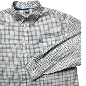 Cinch Mens XXL Long Sleeve Blue Brown Tattersall Check Western Button-Down Shirt